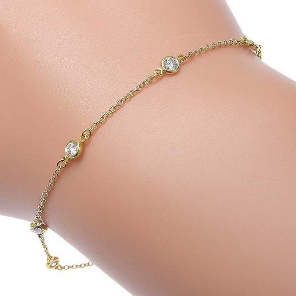 Like new Tiffany & Co. 1.5g By the Yard 6-Piece Diamond Bracelet in 18KYG Yellow - Picture 1 of 5